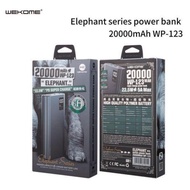 (22.5W 20000mah) Black mobile power supply is more compatible with super fast charging treasure WK Power Bank Elephant Series Type-C + USB  急速速電 大象WP-123 移動電源20000毫安適用于蘋果小米華為快充通用 For iPhone Samsung Huawei Sony Nokia MI HTC LG Vivo