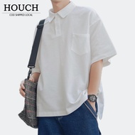 HOUCH Short Sleeve Collar Korean Varsity Polo Shirt T-Shirt
