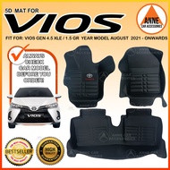 5D Diamond / 5D Black Deep Dish Matting for Toyota Vios Gen 4.5 XLE / 1.5 GR 2021 Onward Car Mat