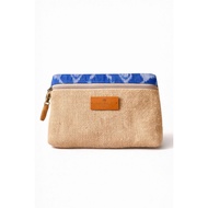 Handmade Pouch made of burlap and Balinese endek fabric wristlet pouch