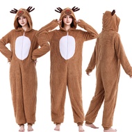 Christmas Elk Reindeer Adult Men Women Animal Jumpsuit Coral Fleece Elk Dance Performance Costume 20