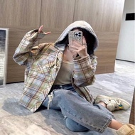 ACNE STUDIOS✨連帽假兩件格子襯衫外套 #S