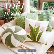 Molly Preferred Green Tulip Cushion Cute Girl Pink Flower Pillow Embroidered Cushion Living Room Sof