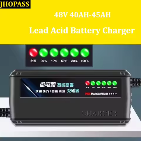 48V 40AH 45AH 6 Smart LED Display Lead Acid GEL Water Battery Charger for Motorcycle E-bike Scooter 