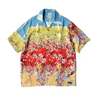 เสื้อเชิ้ตแขนสั้นพิมพ์ลายดอกไม้ KAPITAL สำหรับผู้ชายและผู้หญิง ทรงหลวมสบาย ๆ สำหรับใส่ไปทำงานในฤดูร้