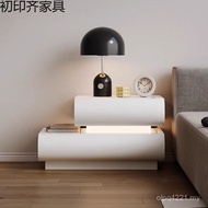 Solid Wood Bedroom New Style Red Storage Simple Leather Storage White Item Bedside Table Bedside Tab