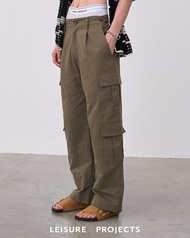 (Leisure Projects) ribstop cargo pants กางเกงคาโก้ทรงกระบอก ผ้า ribstop กระเป๋าเเปะที่ข้างขา 4 ใบ