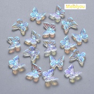 20pc Transparent Spray Painted Glass Charms AB Color Plated Butterfly Clear AB 9.5x11x3mm Hole: 0.8m