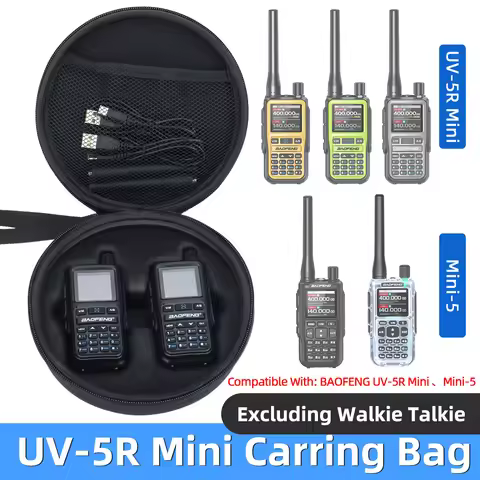 ABBREE UV-5R Mini Walkie Talkie Carrying Bag Dustproof Round Radio Case Camping Couple for Baofeng U