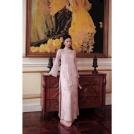 Light pink Ao Dai - delicate embossed silk material - classic style, flattering the soft figure Ao D