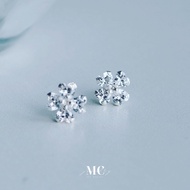 MCbrand.Jew 92.5% Pure Silver Earrings Clover Leaves 4-Leaf Very Good Meaning Cz Diamonds Do Not Pee
