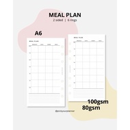 A6 meal planner refill binder