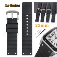 23mm Silicone Watch Strap For Cartier Rubber Watch Band for Santos 100 Series Replacement Soft Brace