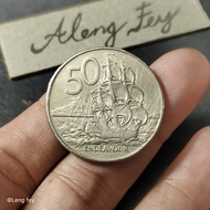 koin asing Selandia Baru 50 cents 1984