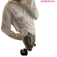 Acne Studios 25FW Washed Black Gray 1996 Pocket Printed Logo Round Neck Long Sleeve Tee