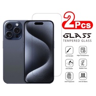 2 PCS iPhone 15 Pro Tempered Glass Film for iPhone 15 14 13 12 Mini 11 Pro X XS Max XR 8 7 6 6s Plus