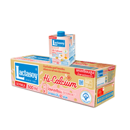 แลคตาซอย นมถั่วเหลือง ยูเอชที สูตรเจ 500 มล. แพ็ค 12 กล่อง Lactasoy Hi-Calcium J 500 ml x 12 โปรโมชั