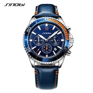 Sinobi New Design Men's Quartz Wristwatches Chronograph Man Leather Strap Watches Luminous Hands Males Clock Relojio SYUE