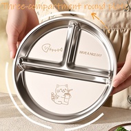 5Pcs Food Grade 304 Stainless Steel Plate, Scientific 211 Diet Grid Design with Eco-Print, Portion C