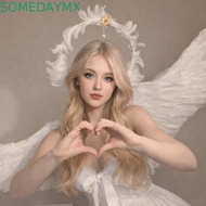 SOMEDAYMX Feather Glory Crown Headband, Dress Up Props Glory Shape Virgin Mary Queen Tiara, Hair Dec