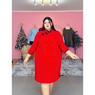 Wool Wave Stretch Cheongsam Dress Large Size Chest 50-62 Inches (D56)