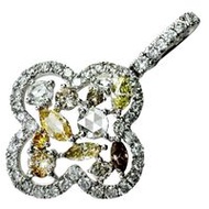 Diamond/Yellow Diamond/ Braun Diamond 0.90ct Pendant top K18WG White Gold 1.9g Women's