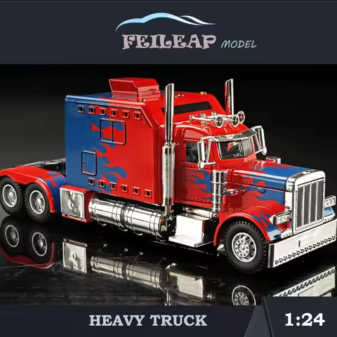 Diecast Heavy Truck Model 1:24 Peterbilt 389 tractors Alloy Toys Vehicles Sound And Light Metal Cast