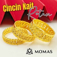 Original 916 Gold Folded Rattan Split Ring, 2 Pure 916 Gold Hook Rings, Cheap Budget 916 Gold Weddin