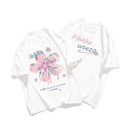 T-shirt Lengan Pendek Bunga Sakura Pencetakan Longgar Korean Style /baju kaos Korean Style/Baju Kaus