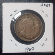 Staits Settlements King Ewards 50 Cents Silver Coin 1907 #087