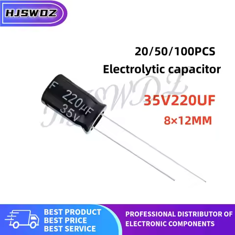 20/50/100pcs 35V220UF 8×12MM 220uf 35v 8*12mm 220UF 35V Electrolytic capacitor NEW