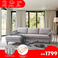 I HOME APPOLLO L Shape 3 Seater Chrome Fabric Upholstery