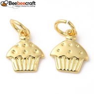 10pcs Rack Plating Brass with Jump Ring Long-Lasting Lead Free Cadmium Free Cake Charm golden 11x9x2
