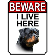 Nxsbns Rottweiler Dog Breed Gate Signs Beware I Live Here Metal Tin Signs 12" X 8" Garden Yard Fence