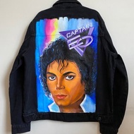 彩繪牛仔夾克 手工定制夾克 Michael Jackson, Thriller Captain Gi