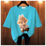 BAJU KAOS WANITA OVERSIZE LENGAN PENDEK LABUBU T SHIRT KATUN KOMBED COTTON COMBED KAOS BASIC PRINT