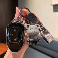 Car Key Case Cover Fob Shell with Bear keychain for GAC Trumpchi 2021 Empow J11 J12 J13 J14 J15 J16 