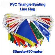 PVC Bunting Line Flag Colorful Triangle Bendera Pennant Banner