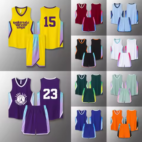 Children's School Basketball Uniform Multicolor Basketball Sport Set University College Basketball T