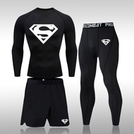 Men's Compression MMA Set Long Tight T-shirt Tracksuit Clothes Men Pants Workout Bodybuilding Rashguard Men Sports Suit