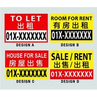 Banner Iklan Saiz 3 X 2 kaki untuk Rumah diSewa atau diJual