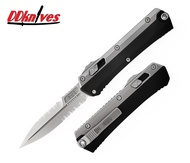 มีดออโต้ Microtech Glykon OTF Auto Knife Stonewashed Serrated Bayonet Blade, Black Handles (...