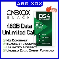 Abg XOX | 48GB ONEXOX BLACK B54DB 4G LTE Plan ONEXOX Simkad Unlimited Hotspot No Contract Simcard Sim Card Postpaid