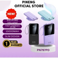 PINENG POWER BANK 10000MAH 22.5W BUILT IN CABLE SUPER FAST CHARGING PN797 PD 20W POWERBANK PN-797PD