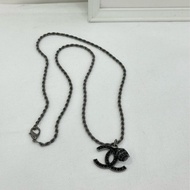 Chanel香奈兒槍色雙c吊飾項鍊毛衣鏈 鍊長90cm