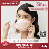 masker duckbill 4d 4 ply medis antivirus - absolute ( 2 pcs / sachet ) - apricot peach