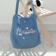 Peanuts史努比肩背手提袋 手足日常 牛仔藍-Snoopy Olaf Andy