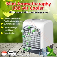 【Ready Stocks】 Mini Aromatherapy Air Cooler Air Con USB Cooler Portable desktop Fan Humidifier 冷风机