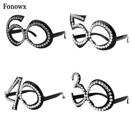 [Fonowx] Glitter Crystal Black  Birthday Eye Glasses Anniversary Wedding Party Fancy Dress 30/40/50/