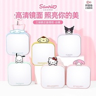 Portable three-fold mirror, student makeup mirror, desktop mirror, cartoon-style folding iron mirror